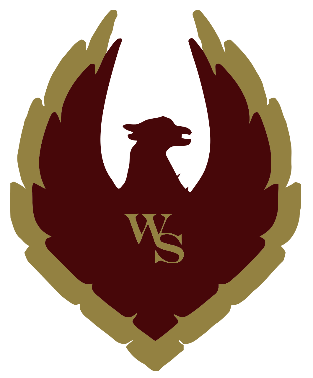 A logo with a bird and the letter ws on it for Woolston-Steen Theological Seminary.