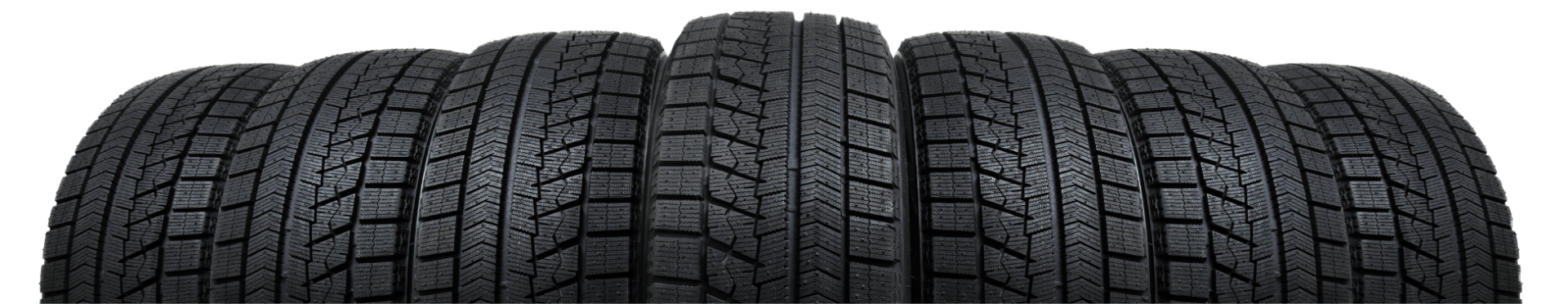 Arrangement of six black car tires.