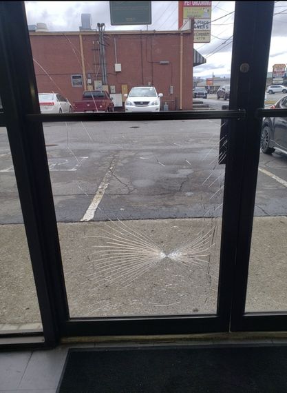 Broken glass door — Greater Nashville, TN — All Star Glass Broken glass door — Greater Nashville, TN — All Star Glass