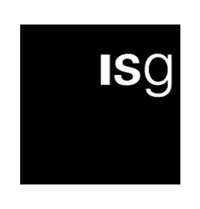 A black square with the word isg on it.