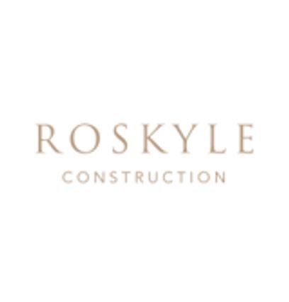 A logo for roskyle construction on a white background