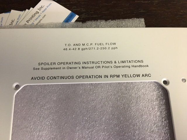A piece of paper that says spoiler operating instructions and limitations