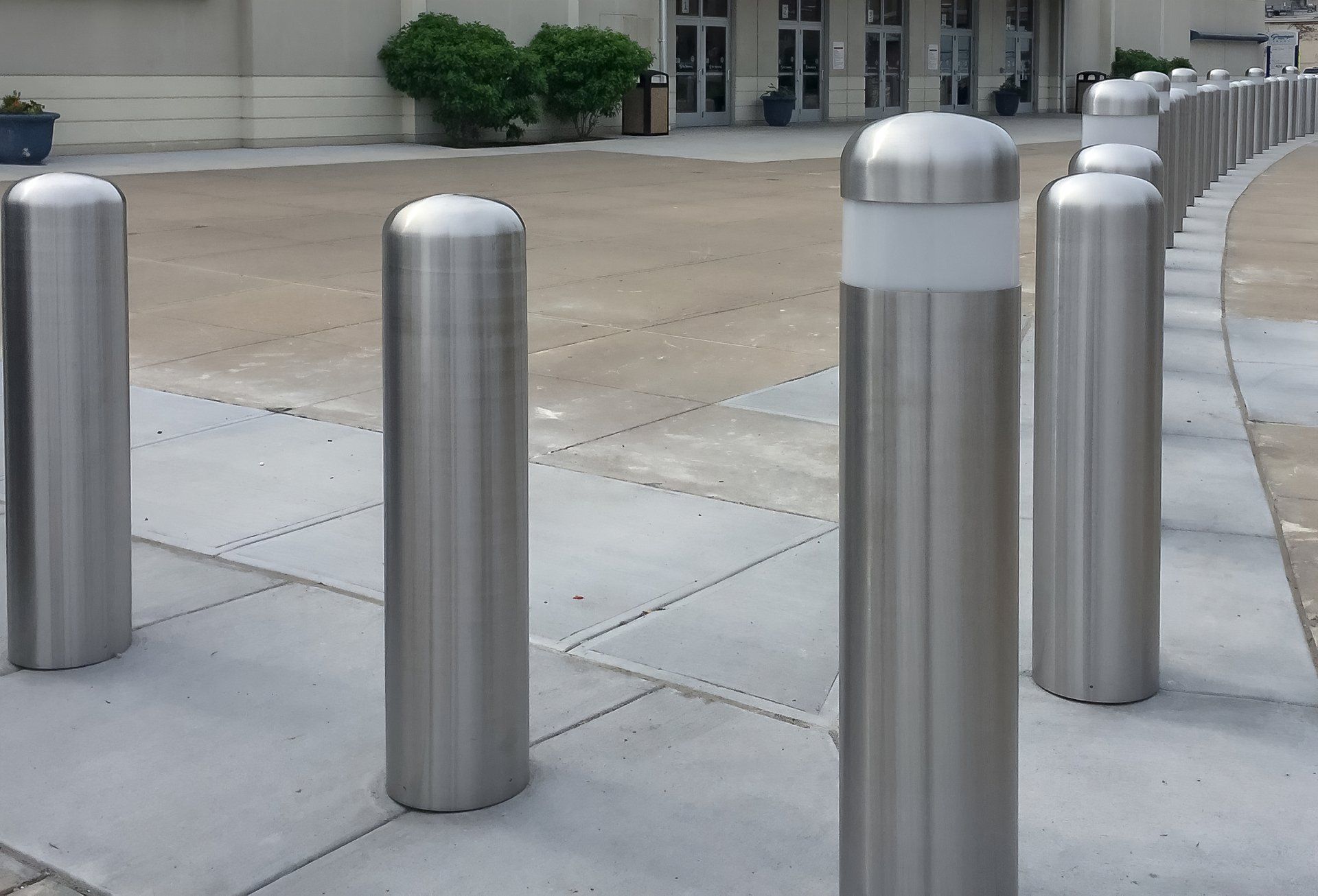 polished stainless steel fixed bollard domed cap LED Light