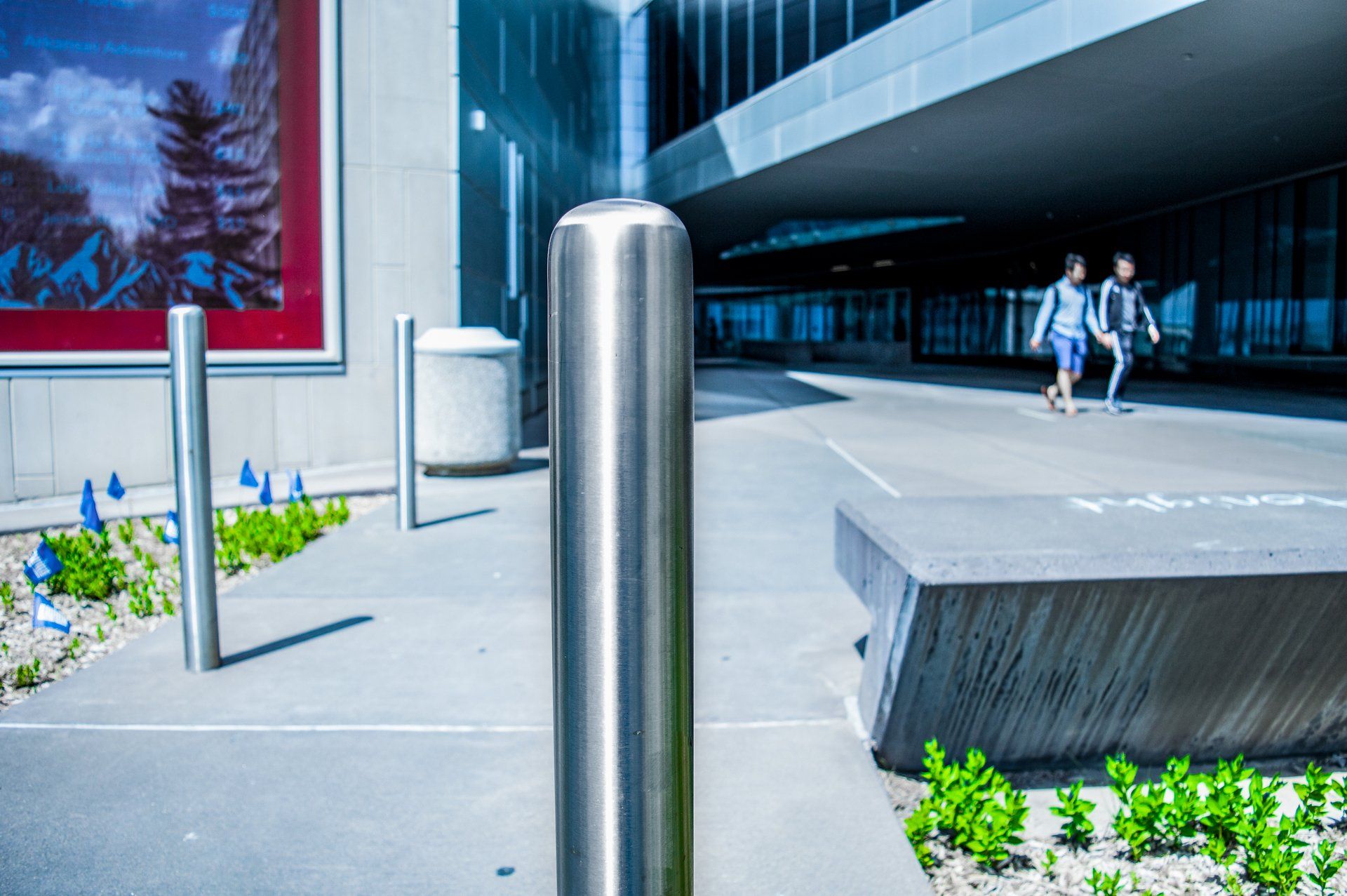 polished stainless steel fixed bollard domed cap