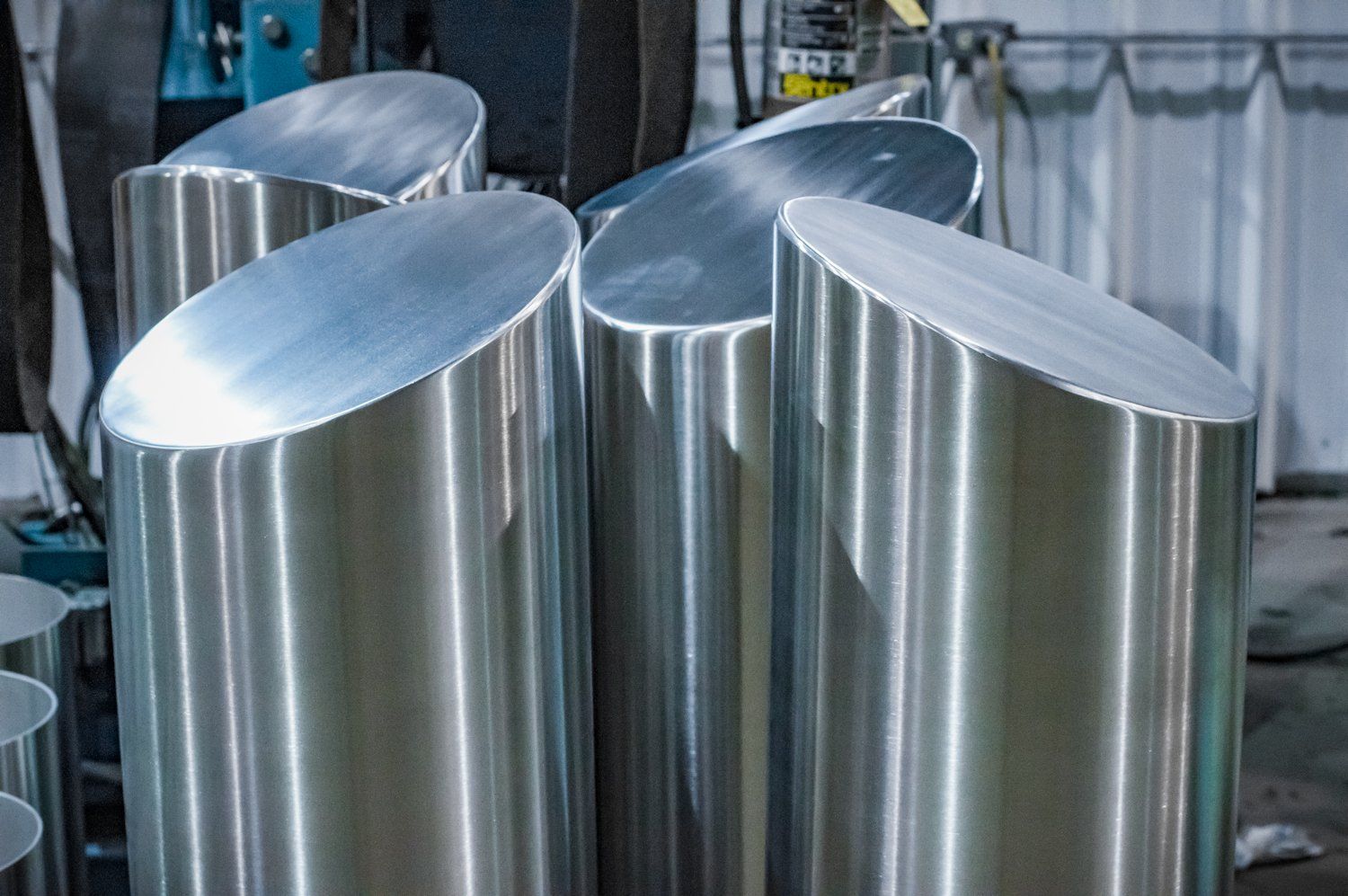 custom fabricated bollard stainless steel cover sleeve slanted cap