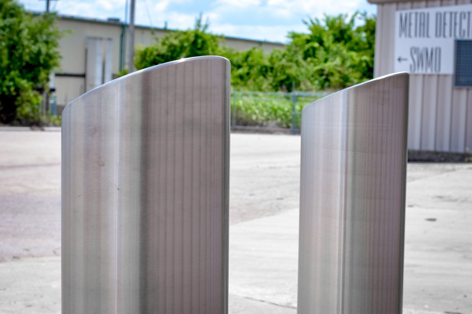 polished stainless steel bollard slanted cap