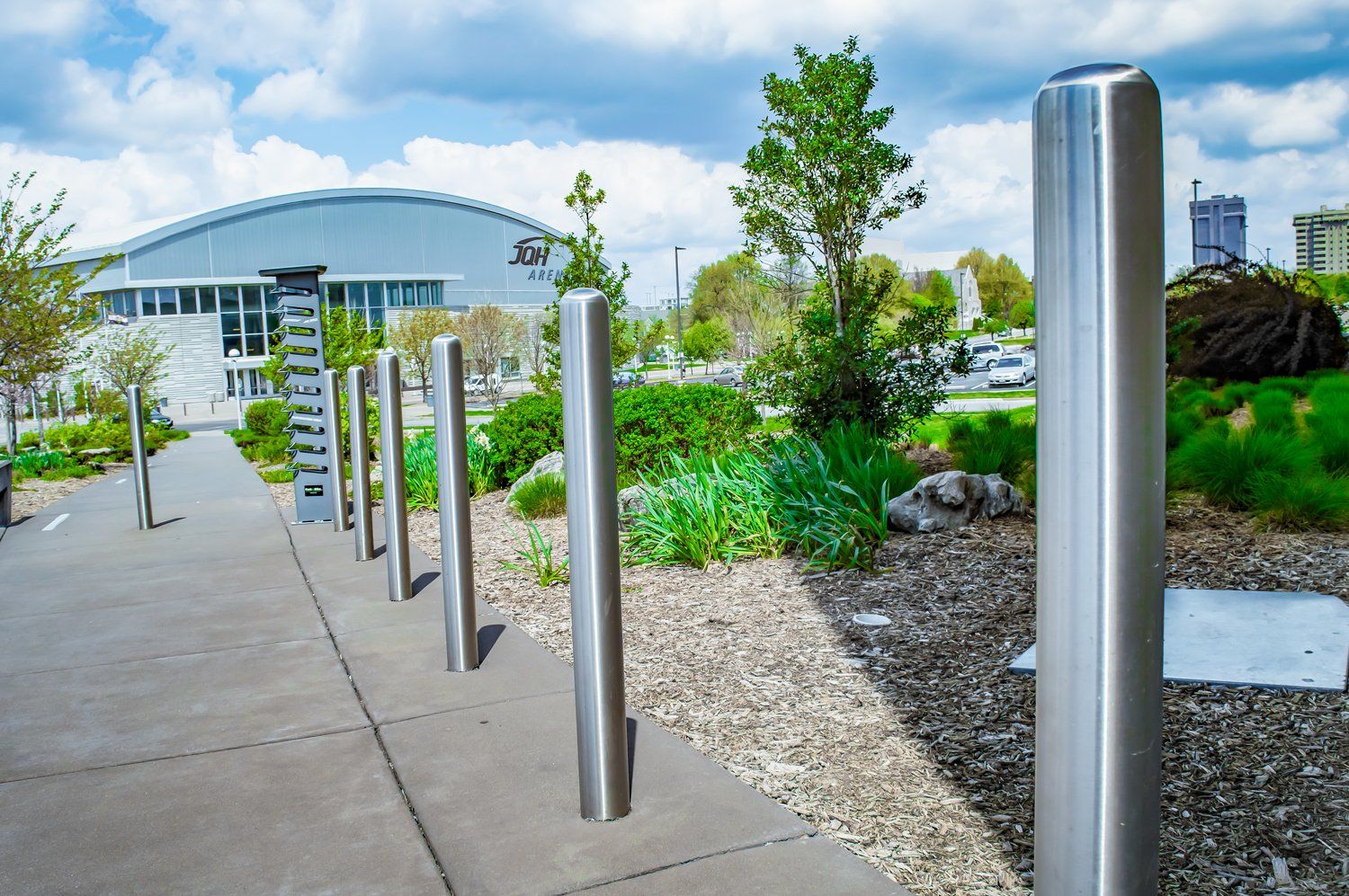 stainless steel FIXED BOLLARDS domed CAP