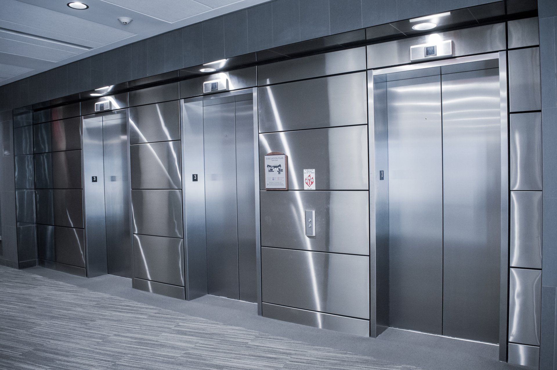 polished stainless steel elevator wall cladding