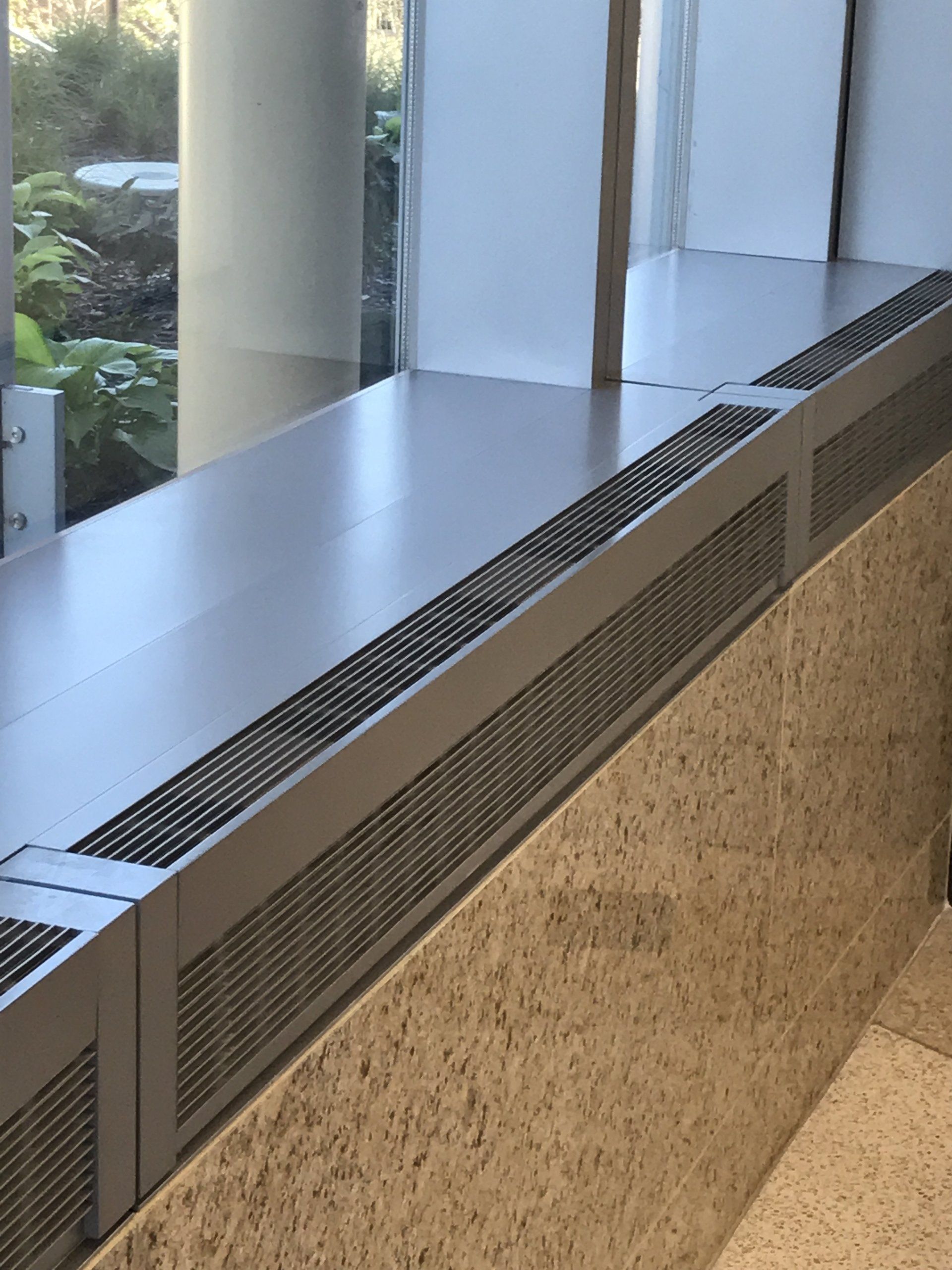 A window sill with a heater on it