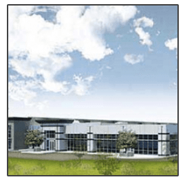 An artist 's impression of a building with a blue sky in the background