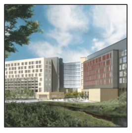 An artist 's impression of a large building with a lot of windows