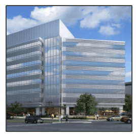 An artist 's impression of a large building with lots of windows