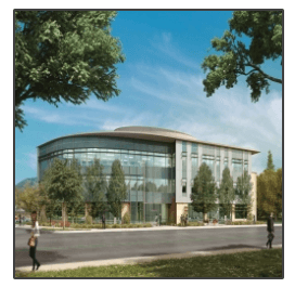 An artist 's impression of a large building with lots of windows