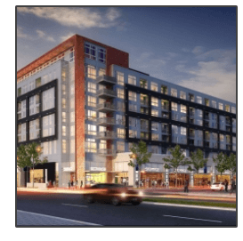 An artist 's impression of a large building with lots of windows