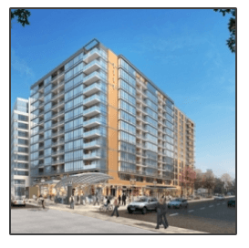 An artist 's impression of a tall building with a lot of windows