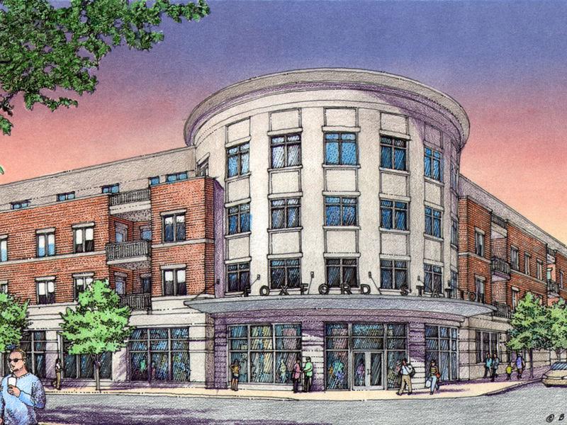 An artist 's impression of a large building with a lot of windows