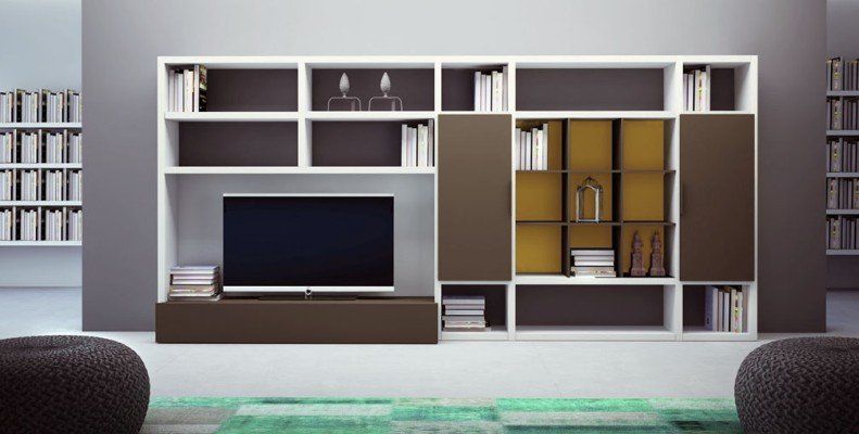 libreria con mobile tv