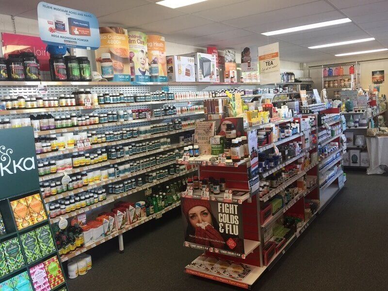 Shop with Shelves full of wellness products