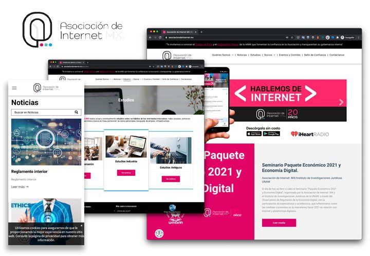 Un collage de diferentes tipos de anuncios relacionados con Internet sobre un fondo blanco.