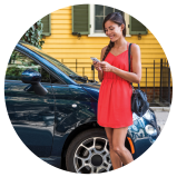Go to Personal Insurance Products Page Women in front of home and auto image