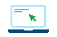 Ilustración de un ordenador portátil con un cursor verde en la pantalla.
