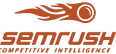 Logotipo de SEMrush con icono de llama naranja y texto “SEMrush” en marrón y naranja.