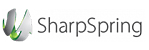 Logotipo de SharpSpring con icono de hoja verde y gris y marca denominativa.