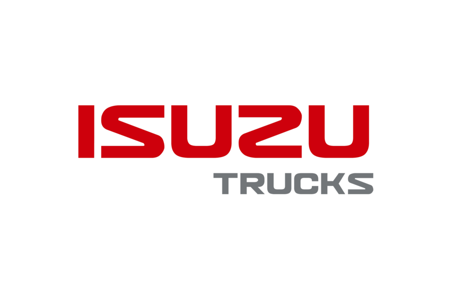 Isuzu Trucks logo in red and gray.