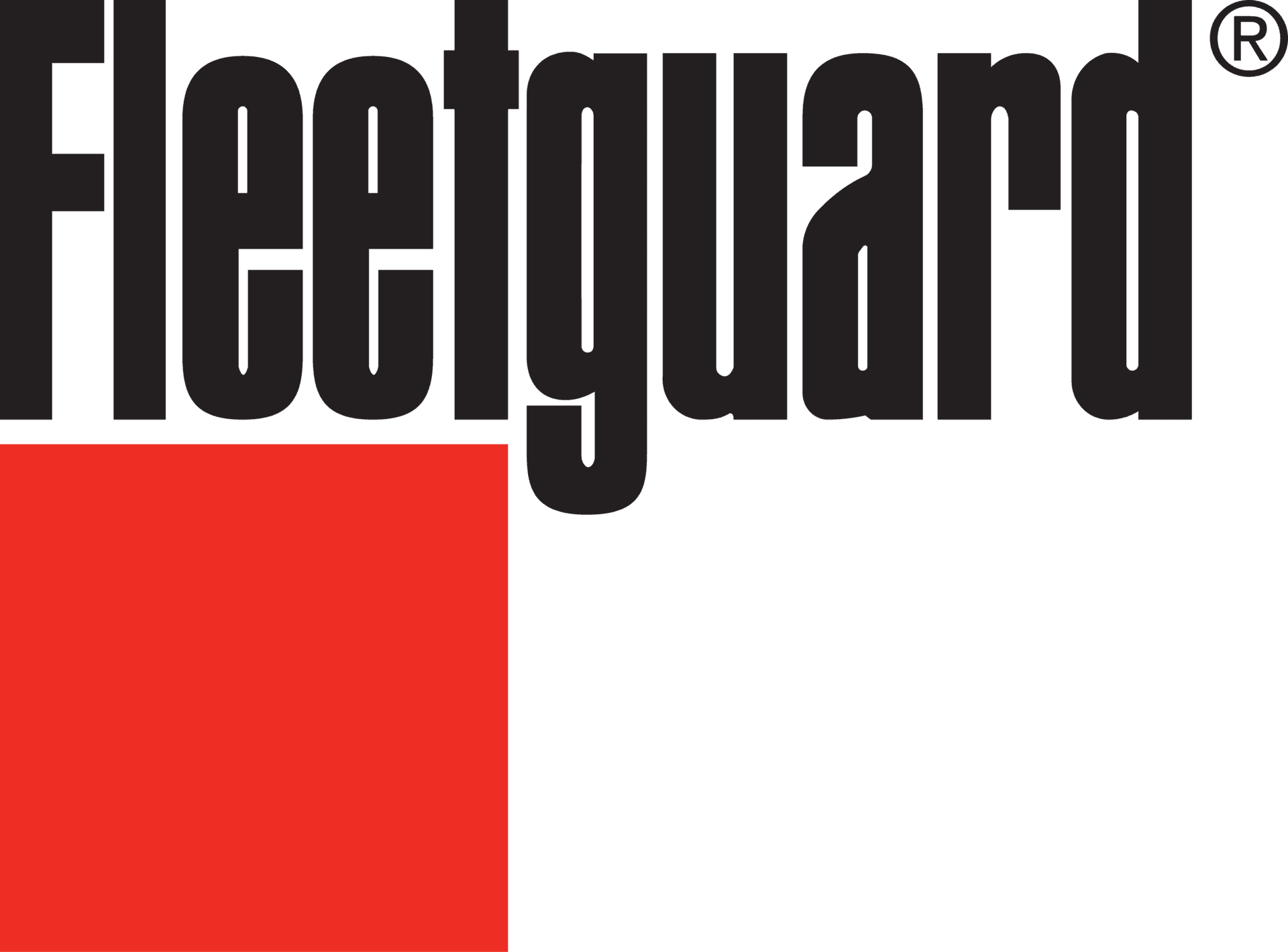 Fleetguard logo with black text over a red square.