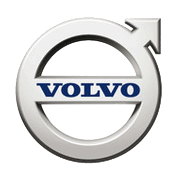 Volvo logo: a white circle with a blue rectangle containing the word