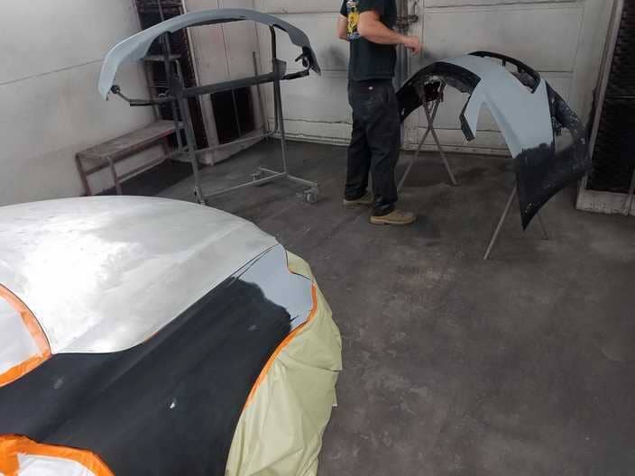 Car Being Painted — Auto Body Painting in Valley, WA