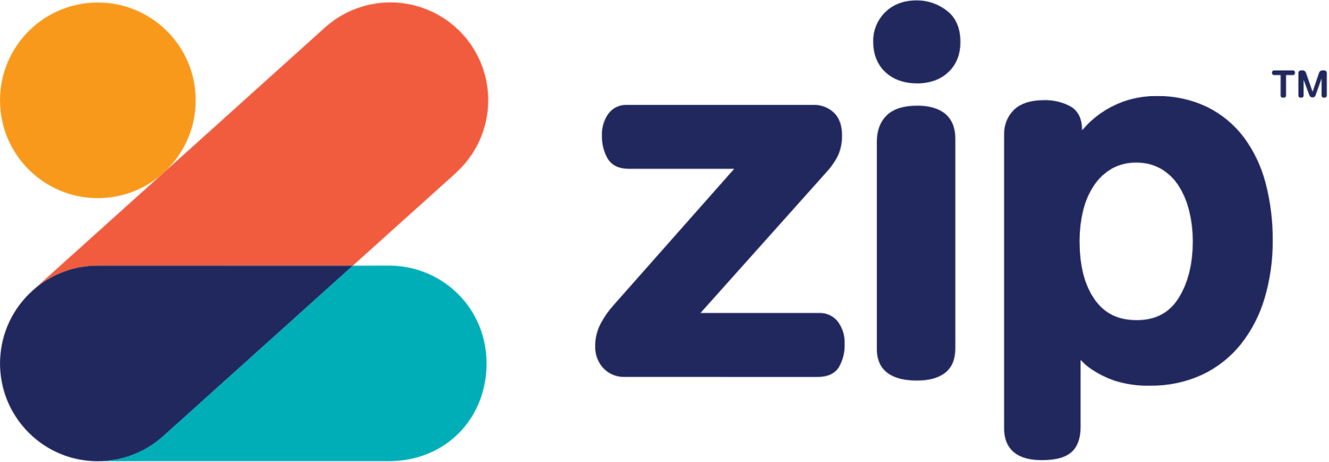 A colorful logo for zip with a white background.