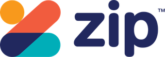 A colorful logo for zip with a white background.