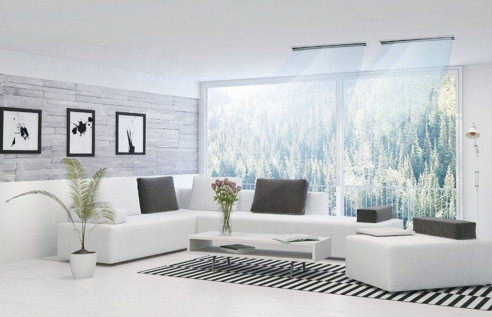 Split system ac unit in a blue room