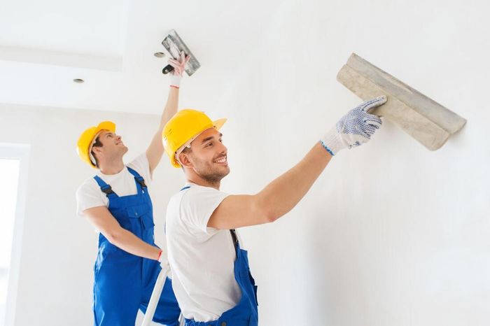 workers texturing drywall in Orange County