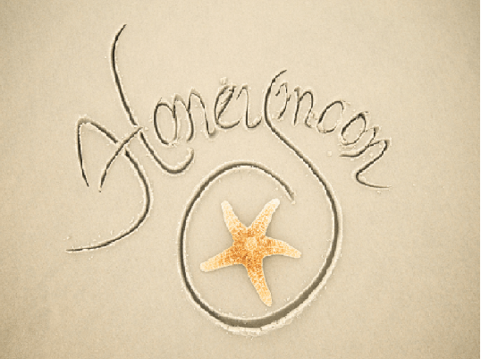 Handwritten word “Roneeey” above a circle containing an orange starfish