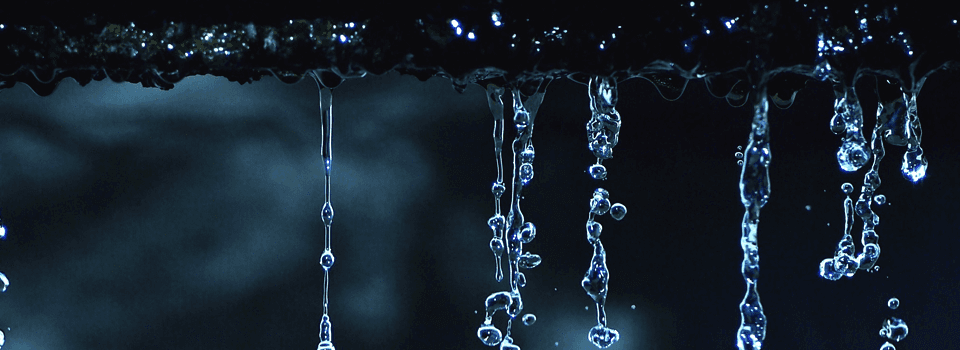water droplets dripping from the roof