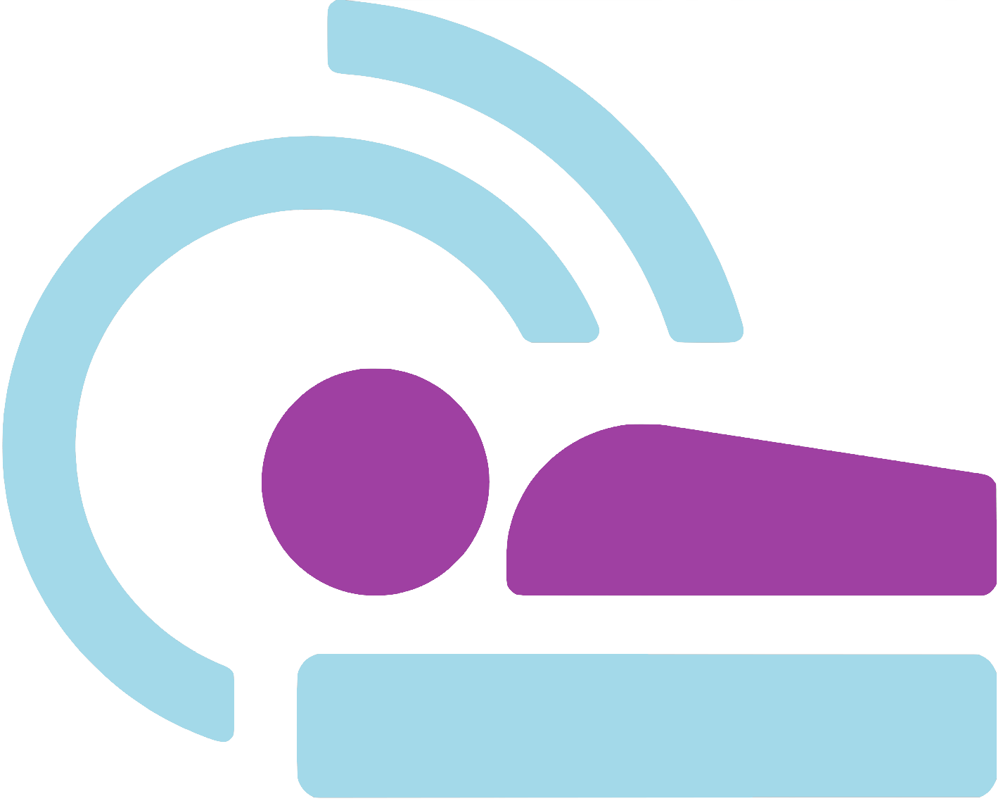 A purple and blue icon of a person laying on a bed.