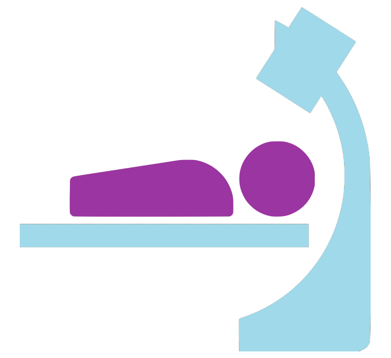 A person is laying on a table getting a ct scan.