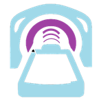 A blue and purple icon of a tunnel with a purple circle in the middle.