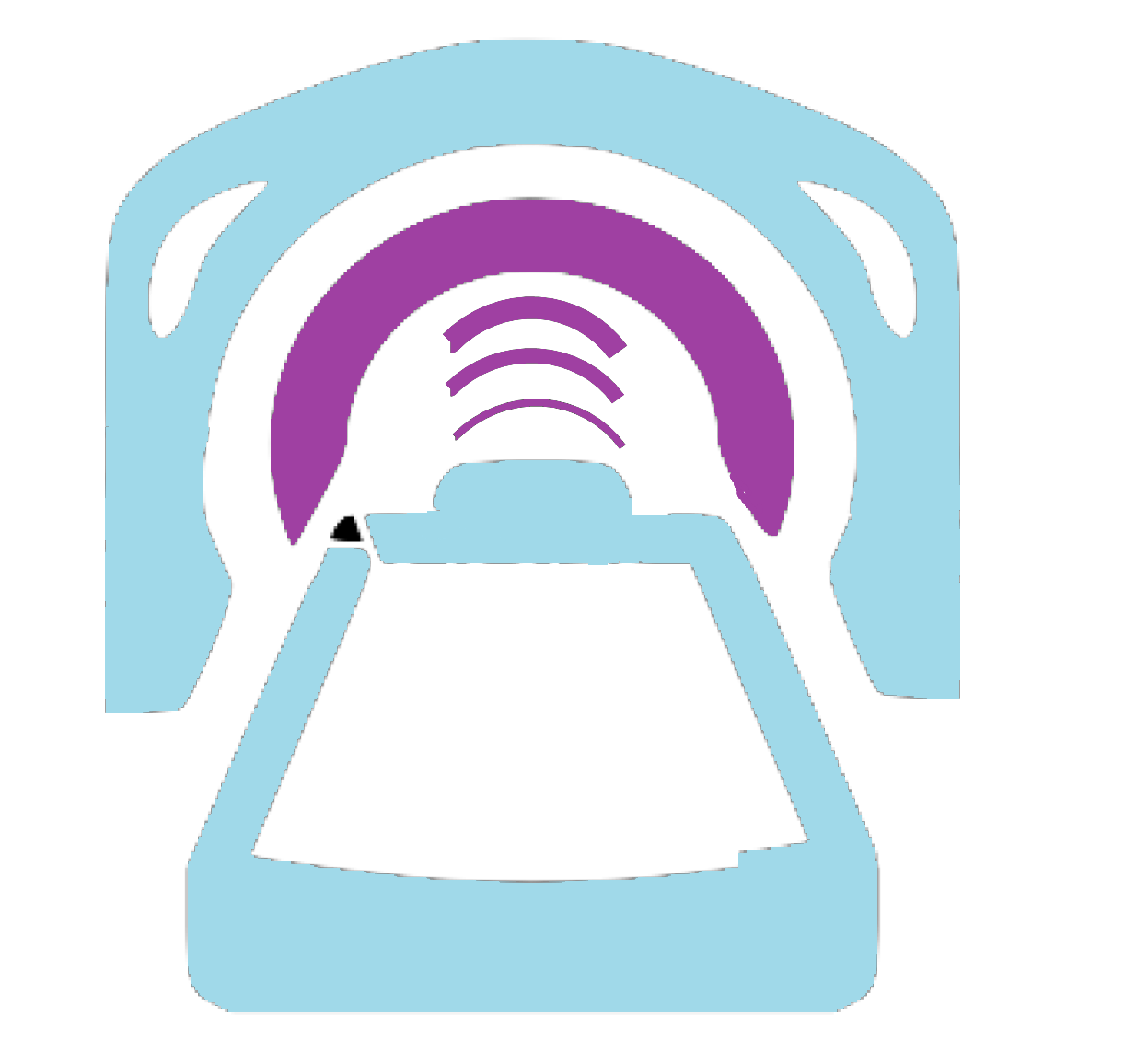A blue and purple icon of a tunnel with a purple circle in the middle.