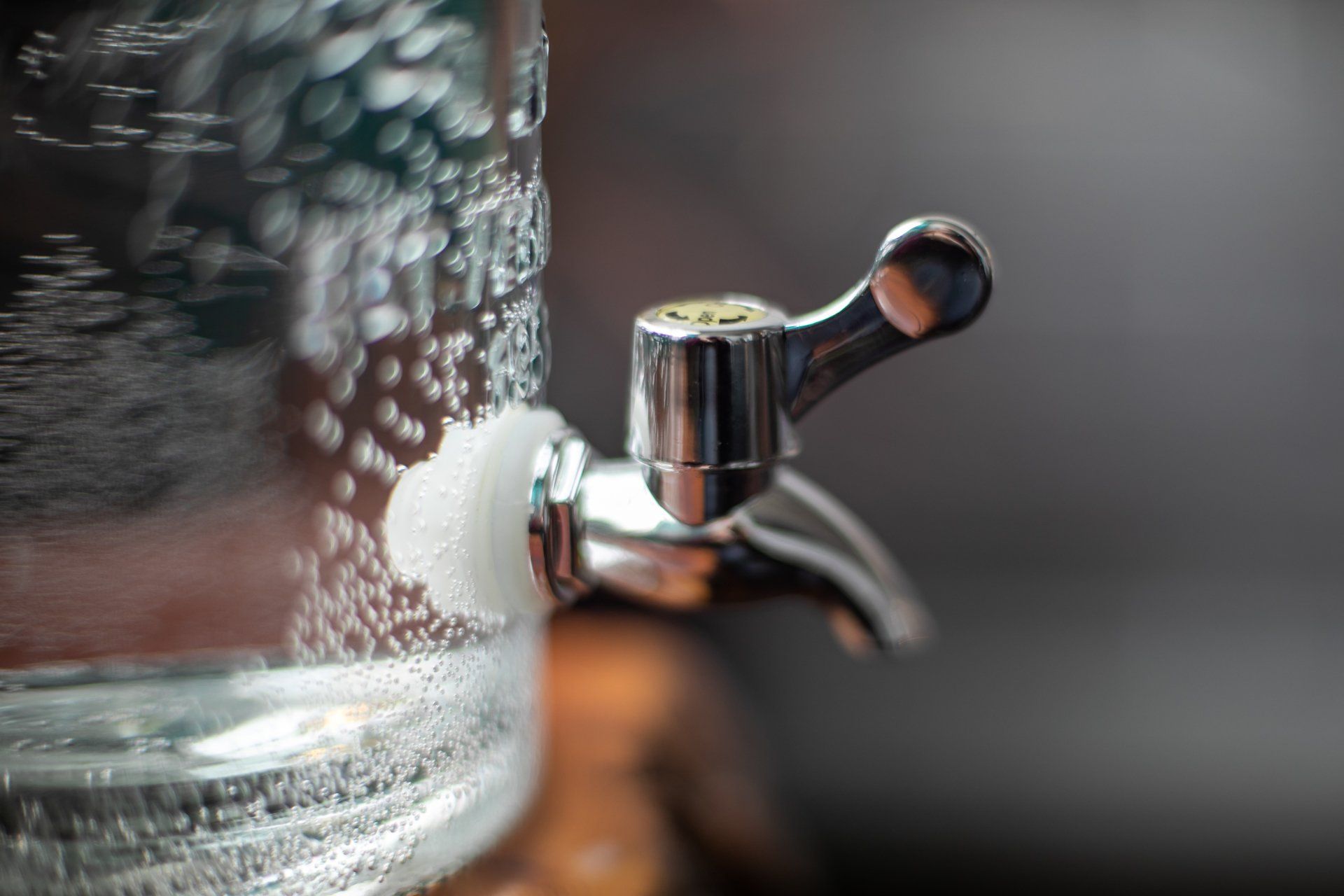 A glass container filled with water