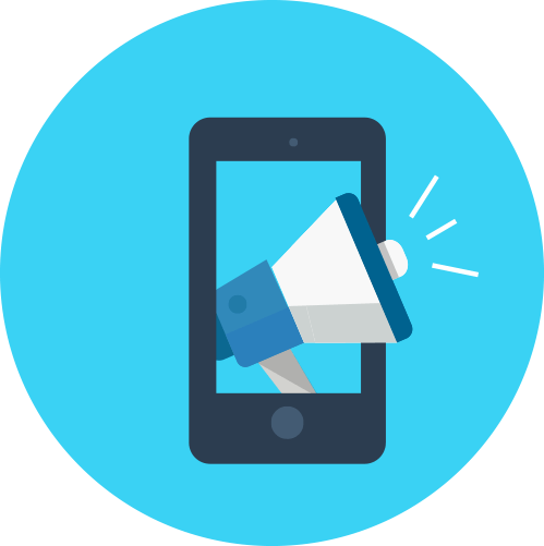 Smartphone with megaphone icon, advertising marketing.