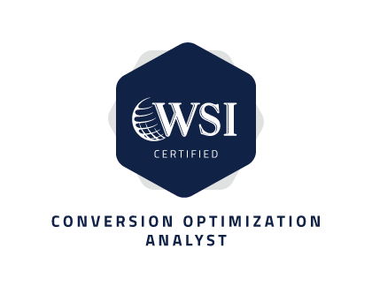 El logotipo del analista de optimización de conversión certificado por wsi