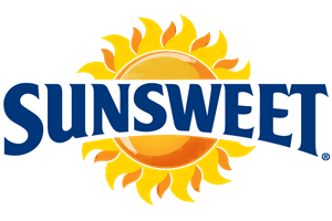 Un logo para sunsweet con un sol en el medio
