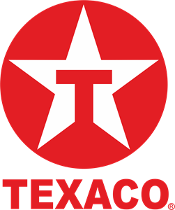 Un círculo rojo con una estrella blanca y la palabra texaco.