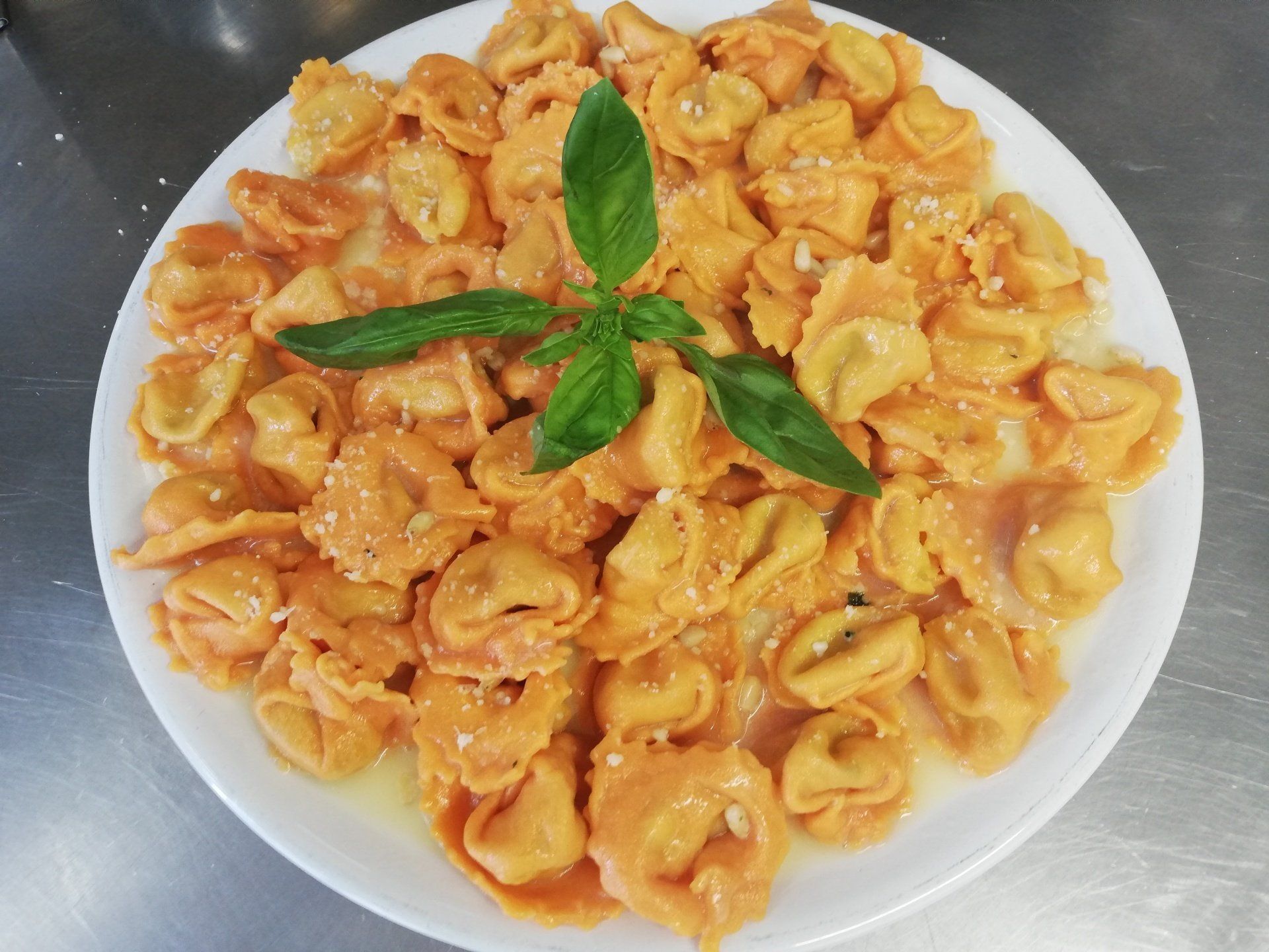 piatto di tortellini con sugo