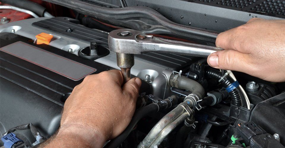 car engine being serviced