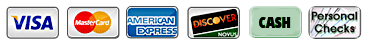 Payment Icons - Visa, MasterCard, American Express, Discover, Cash, Check