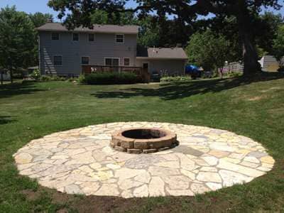 Flagstone Backyard Fire Pit Patio Flagstone Backyard Fire Pit Patio